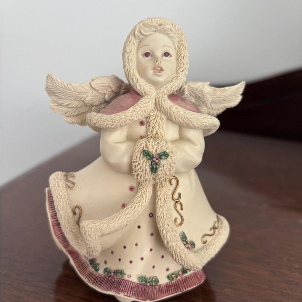 Sarah’s Angels - “Winter”   Elegant Cream and Pink Angel Figurine